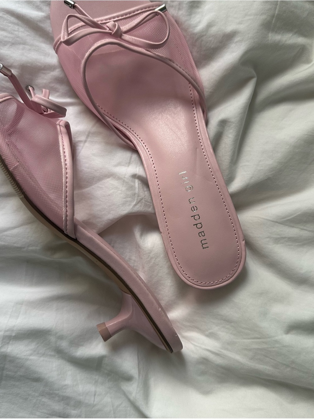 Madden Girl Blush Pink Bow Kitten Heel Sandals